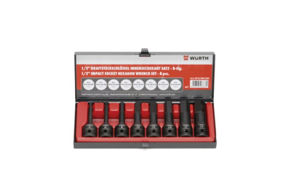 Ključ natični udarni, 1/2", notranji 6-kt, dolgi, set, 8-delni