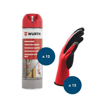 Slika Set rdečih markirnih sprejev in latex grip rokavic